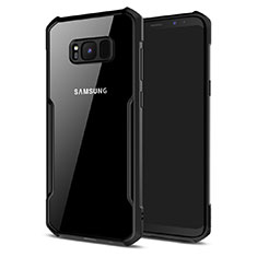 Custodia Silicone Trasparente Specchio Laterale 360 Gradi T03 per Samsung Galaxy S8 Plus Nero
