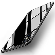 Custodia Silicone Trasparente Specchio Laterale 360 Gradi T07 per Apple iPhone X Nero