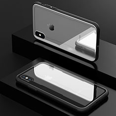 Custodia Silicone Trasparente Specchio Laterale 360 Gradi T09 per Apple iPhone X Nero