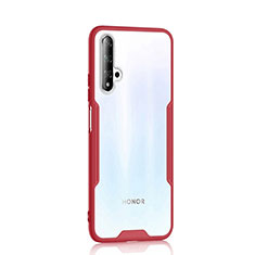 Custodia Silicone Trasparente Specchio Laterale Cover H01 per Huawei Honor 20 Rosso