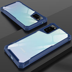 Custodia Silicone Trasparente Specchio Laterale Cover H01 per Huawei Honor V30 Pro 5G Blu