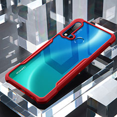 Custodia Silicone Trasparente Specchio Laterale Cover H01 per Huawei Nova 5i Rosso