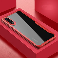 Custodia Silicone Trasparente Specchio Laterale Cover H01 per Huawei P20 Pro Rosso