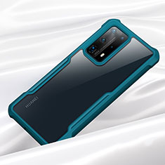 Custodia Silicone Trasparente Specchio Laterale Cover H01 per Huawei P40 Pro+ Plus Ciano