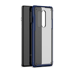 Custodia Silicone Trasparente Specchio Laterale Cover H01 per OnePlus 8 Blu