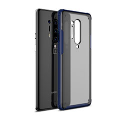 Custodia Silicone Trasparente Specchio Laterale Cover H01 per OnePlus 8 Pro Blu