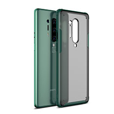 Custodia Silicone Trasparente Specchio Laterale Cover H01 per OnePlus 8 Pro Verde