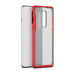 Custodia Silicone Trasparente Specchio Laterale Cover H01 per OnePlus 8 Rosso