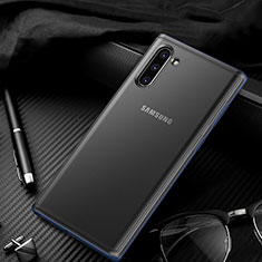 Custodia Silicone Trasparente Specchio Laterale Cover H01 per Samsung Galaxy Note 10 Plus 5G Blu