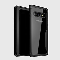 Custodia Silicone Trasparente Specchio Laterale Cover H01 per Samsung Galaxy S10 Nero
