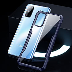 Custodia Silicone Trasparente Specchio Laterale Cover H01 per Samsung Galaxy S20 Blu