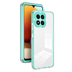 Custodia Silicone Trasparente Specchio Laterale Cover H01P per Huawei Honor X8 4G Verde