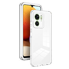 Custodia Silicone Trasparente Specchio Laterale Cover H01P per Motorola Moto Edge (2023) 5G Bianco