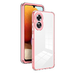 Custodia Silicone Trasparente Specchio Laterale Cover H01P per Oppo A17 Oro Rosa