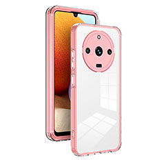 Custodia Silicone Trasparente Specchio Laterale Cover H01P per Realme 11 Pro 5G Oro Rosa