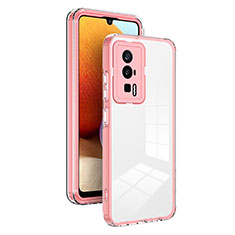 Custodia Silicone Trasparente Specchio Laterale Cover H01P per Xiaomi Redmi K60 Pro 5G Oro Rosa