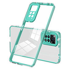 Custodia Silicone Trasparente Specchio Laterale Cover H01P per Xiaomi Redmi Note 11 Pro 5G Verde