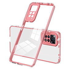 Custodia Silicone Trasparente Specchio Laterale Cover H01P per Xiaomi Redmi Note 11S 4G Oro Rosa