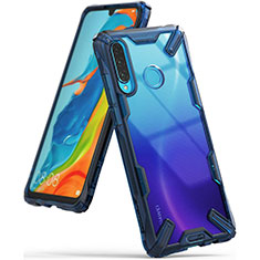 Blu Custodia Silicone Trasparente Specchio Laterale Cover H02 per Huawei P30 Lite New Edition Blu