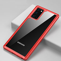 Custodia Silicone Trasparente Specchio Laterale Cover H02 per Samsung Galaxy Note 20 5G Rosso
