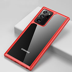 Custodia Silicone Trasparente Specchio Laterale Cover H02 per Samsung Galaxy Note 20 Ultra 5G Rosso