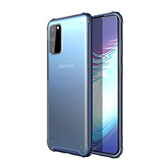 Custodia Silicone Trasparente Specchio Laterale Cover H02 per Samsung Galaxy S20 Blu