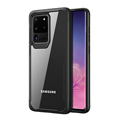 Custodia Silicone Trasparente Specchio Laterale Cover H02 per Samsung Galaxy S20 Ultra 5G Nero