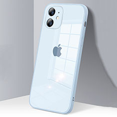 Custodia Silicone Trasparente Specchio Laterale Cover H06 per Apple iPhone 12 Mini Azzurro