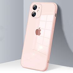 Custodia Silicone Trasparente Specchio Laterale Cover H06 per Apple iPhone 12 Mini Rosa