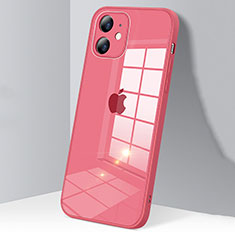 Custodia Silicone Trasparente Specchio Laterale Cover H06 per Apple iPhone 12 Mini Rosso Rosa