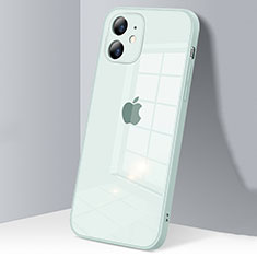 Custodia Silicone Trasparente Specchio Laterale Cover H06 per Apple iPhone 12 Mini Verde Pastello