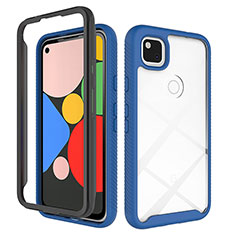 Custodia Silicone Trasparente Specchio Laterale Cover M01 per Google Pixel 4a Blu