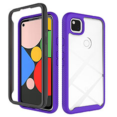 Custodia Silicone Trasparente Specchio Laterale Cover M01 per Google Pixel 4a Viola