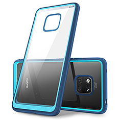 Custodia Silicone Trasparente Specchio Laterale Cover M01 per Huawei Mate 20 Pro Blu