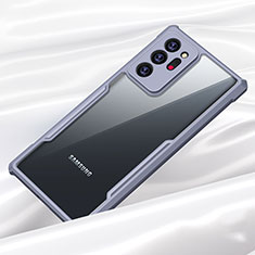 Custodia Silicone Trasparente Specchio Laterale Cover M01 per Samsung Galaxy Note 20 Ultra 5G Grigio Lavanda