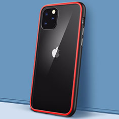 Custodia Silicone Trasparente Specchio Laterale Cover M02 per Apple iPhone 11 Pro Rosso