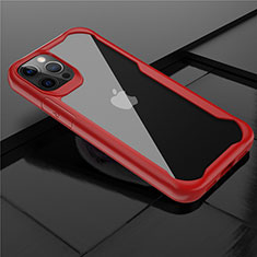 Custodia Silicone Trasparente Specchio Laterale Cover M02 per Apple iPhone 12 Pro Max Rosso