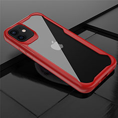 Custodia Silicone Trasparente Specchio Laterale Cover M02 per Apple iPhone 12 Rosso