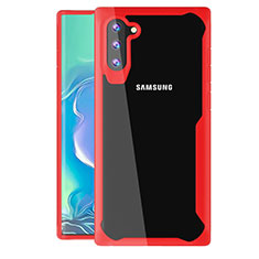 Custodia Silicone Trasparente Specchio Laterale Cover M02 per Samsung Galaxy Note 10 Rosso
