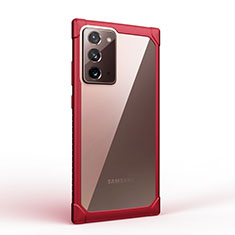 Custodia Silicone Trasparente Specchio Laterale Cover M02 per Samsung Galaxy Note 20 5G Rosso