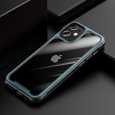 Custodia Silicone Trasparente Specchio Laterale Cover M03 per Apple iPhone 12 Blu