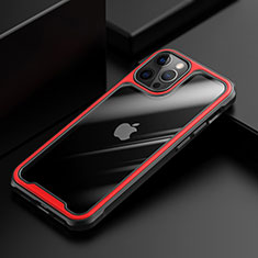 Custodia Silicone Trasparente Specchio Laterale Cover M03 per Apple iPhone 12 Pro Rosso