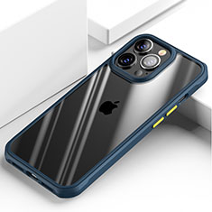 Custodia Silicone Trasparente Specchio Laterale Cover M03 per Apple iPhone 13 Pro Blu