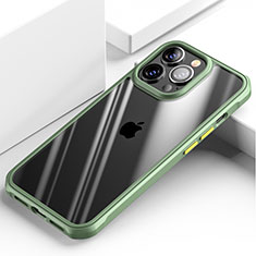 Custodia Silicone Trasparente Specchio Laterale Cover M03 per Apple iPhone 13 Pro Verde