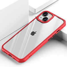 Custodia Silicone Trasparente Specchio Laterale Cover M03 per Apple iPhone 13 Rosso