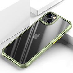 Custodia Silicone Trasparente Specchio Laterale Cover M03 per Apple iPhone 14 Plus Verde