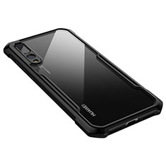 Custodia Silicone Trasparente Specchio Laterale Cover M03 per Huawei P20 Pro Nero