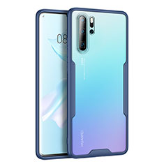 Custodia Silicone Trasparente Specchio Laterale Cover M03 per Huawei P30 Pro New Edition Blu