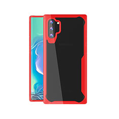 Rosso Custodia Silicone Trasparente Specchio Laterale Cover M03 per Samsung Galaxy Note 10 Plus Rosso
