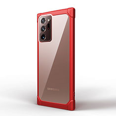 Custodia Silicone Trasparente Specchio Laterale Cover M03 per Samsung Galaxy Note 20 Ultra 5G Rosso